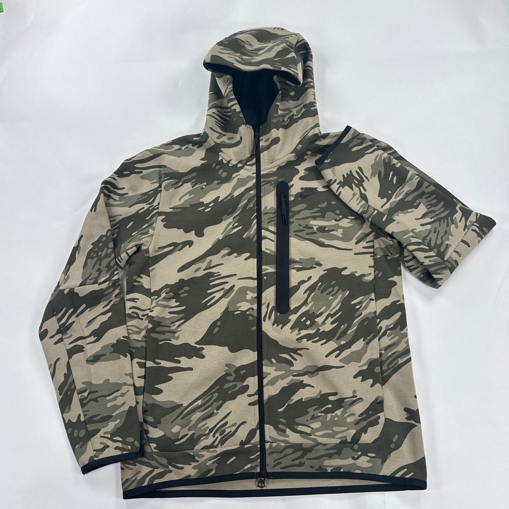 Nike Tech Fleece Full Zip Hoodie Mens Medium Camo CU4491-342 Mystic Stone Jacket